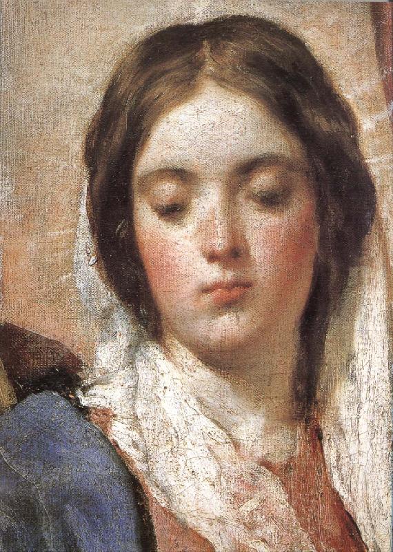 VELAZQUEZ, Diego Rodriguez de Silva y Detail of  Virgin Mary wearing the coronet Sweden oil painting art